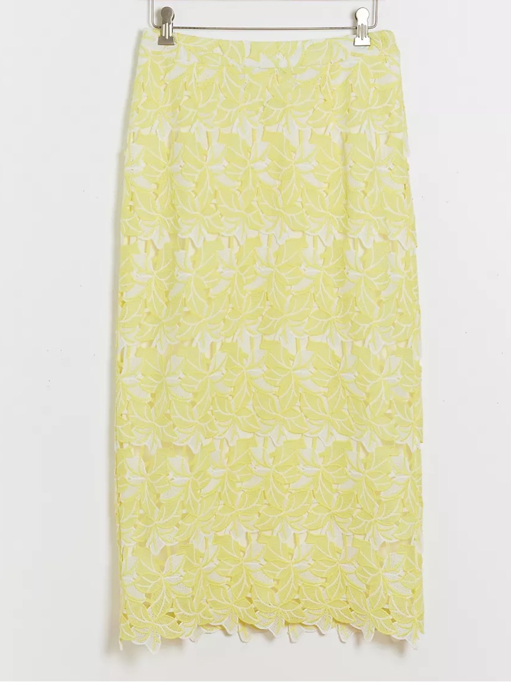 Sunday in Brooklyn by anthropology Yellow Floral Lace Maxi Skirt. Read the note!